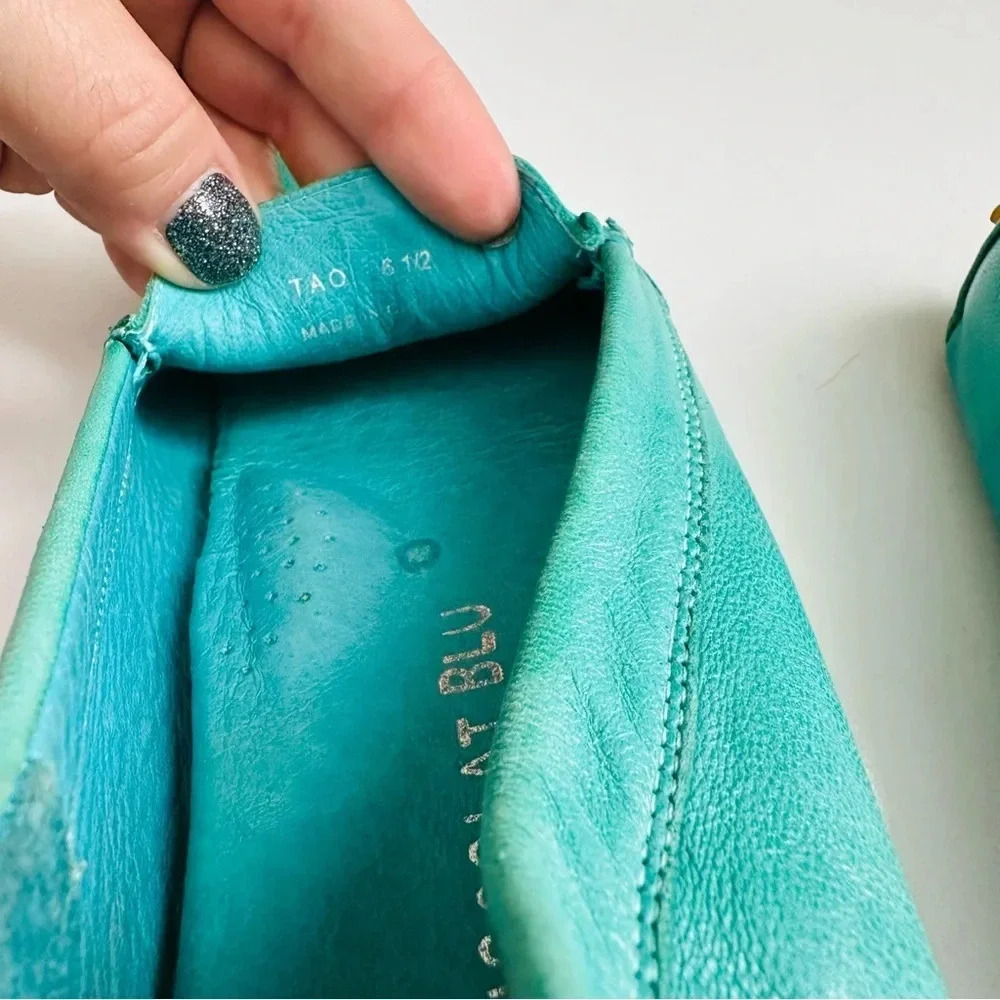 NWOT Rare Teal Chocolat Blu Suede Leather Driving Penny Loafers - Picture 9 of 9